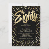 80e verjaardag Zwart Goud Confetti Kaart (Voorkant)