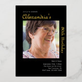 80e verjaardag zwart goud folie uitnodiging (Voorkant)