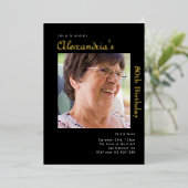 80e verjaardag zwart goud folie uitnodiging (Staand Voorkant)