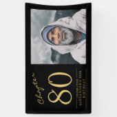 80e verjaardag zwart goud foto spandoek (Verticaal)