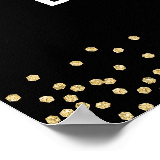 80e verjaardag zwart goud fotofeest poster (Hoek)