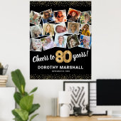 80e verjaardag zwart goud fotofeest poster (Thuiskantoor)