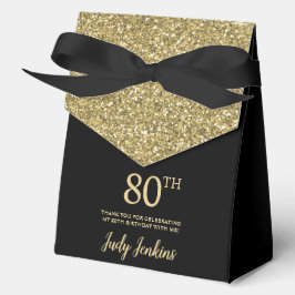 80e verjaardag Zwart Goud Glitter Bedankt Bedankdoosjes