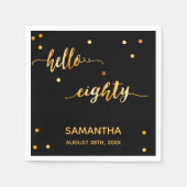 80e verjaardag zwart goud hallo naamscript 80 servet (Voorkant)