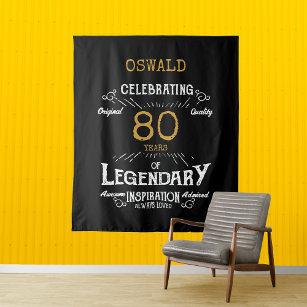 80e verjaardag zwart goud legendarische Vintage Wandkleed