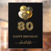 80e verjaardag zwart goud luipaard print ballonnen raamsticker (Vel 2)