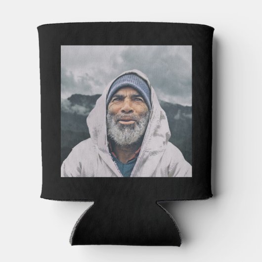 80e verjaardag zwart goud met foto blikjeskoeler (Achterkant)