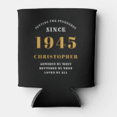 80e verjaardag zwart goud met naam en foto blikjeskoeler (Voorkant)