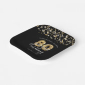 80e verjaardag zwart goud script ballon streamers papieren bordje (Gebogen)