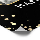 80e Verjaardag Zwart Gouden Ballon Confetti 2 Foto Poster (Hoek)