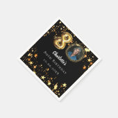 80e verjaardag zwart gouden sterren foto servet (Hoek)