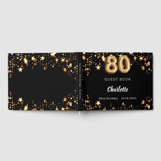 80e verjaardag zwart gouden sterren gastenboek (Volledig)