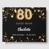 80e verjaardag zwart gouden sterren gastenboek (Voorkant)