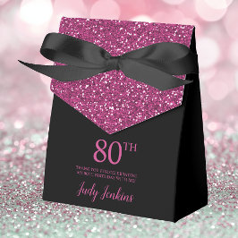 80e verjaardag Zwart hete roze glitters Bedankt Bedankdoosjes