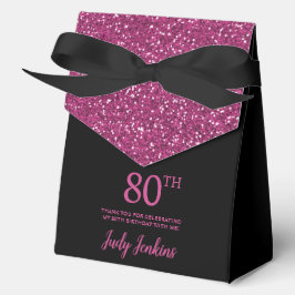 80e verjaardag Zwart hete roze glitters Bedankt Bedankdoosjes