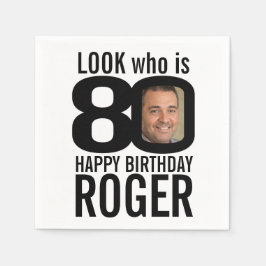 80e verjaardag zwart, kijk 80 aangepaste foto en n servet