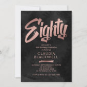 80e verjaardag Zwart Roos Goud Kaart (Voorkant)