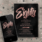 80e verjaardag Zwart Roos Goud Kaart