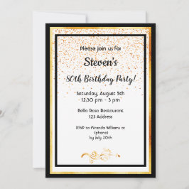 80e verjaardag zwart wit en faux goud kaart