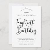 80e verjaardag | Zwart-wit typografie Kaart (Voorkant)