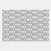 80e verjaardag Zwart Wit Typografie Nummers Inpakpapier Vel (Voorkant 2)