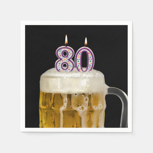 80e verjaardag zwarte bier servet (Voorkant)