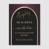 80e verjaardag zwarte bordeaux Save the Date magne (Voorkant)