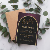 80e verjaardag zwarte Bourgondische gouden boog Save The Date
