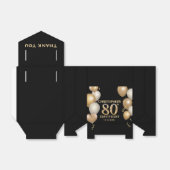 80e verjaardag Zwarte en gouden ballonnen Bedankdoosjes (Uitgevouwen)