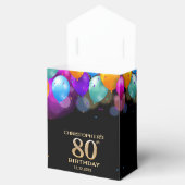 80e verjaardag Zwarte en gouden ballonnen Bedankdoosjes (Geopend)