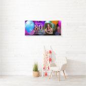 80e verjaardag Zwarte en gouden ballonnen Foto Spandoek (Insitu)