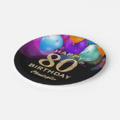80e verjaardag Zwarte en gouden ballonnen Papieren Bordje (Gekanteld)
