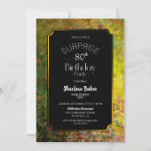 80e verjaardag zwarte en goudverrassingspartij kaart (Voorkant)
