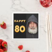 80e verjaardag zwarte gouden foto man man servet (Insitu)