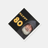 80e verjaardag zwarte gouden foto man man servet (Hoek)