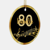 80e verjaardag zwarte gouden muzieknoten naam keramisch ornament (Rechts)