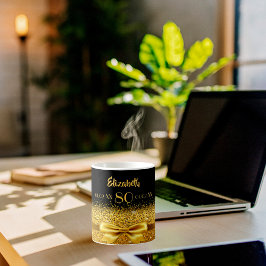 80e verjaardag zwarte gouden naam klassieke elegan koffiemok