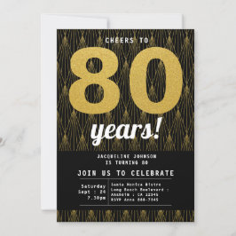 80e verjaardag zwarte goudfeest kaart