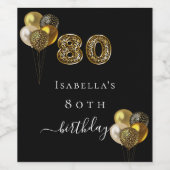 80e verjaardag zwarte goudluipaard wijn etiket (Enkel label)