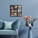 80e verjaardag zwarte zilveren aangepaste fotocoll imitatie canvas print<br><div class="desc">Een uniek cadeau voor een 80ste verjaardag, haar leven vieren met een collage van 8 van je eigen foto's, afbeeldingen. Personaliseer en voeg haar naam en een datum toe. Een chique zwarte achtergrond. De naam is geschreven met een modern handgeschreven stijlscript, nummer 80 met een faux zilveren ballon stijl lettertype....</div>