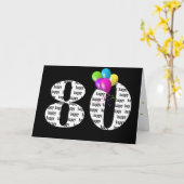 80e verjaardagsballon bouquet kaart (Gele Bloem)