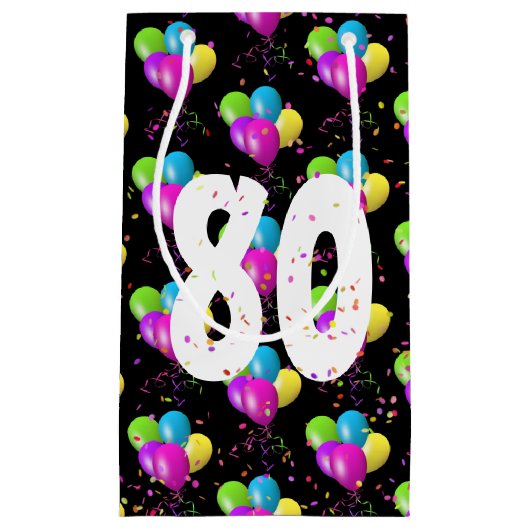 80e Verjaardagsballonnen en Confetti Kleine Gift B Klein Cadeauzakje (Voorkant)