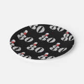 80e verjaardagsballonnen op zwarte ballonnen papieren bordje (Gekanteld)