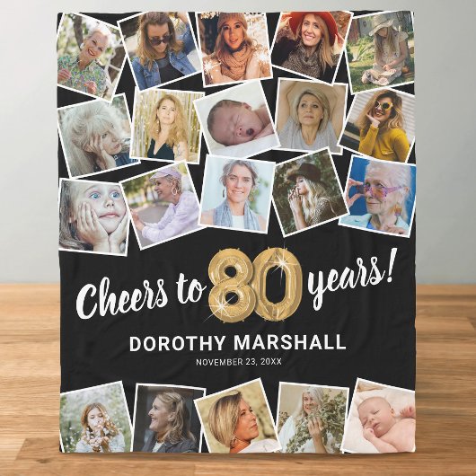 80e verjaardagscadeau multi foto fleece deken