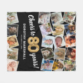 80e verjaardagscadeau multi foto fleece deken (Voorkant (Horizontaal))