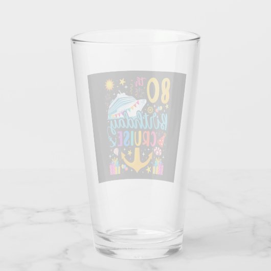 80e verjaardagscruise B-Day Party Drink Glas (Achterkant)