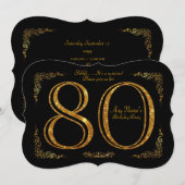 80e, Verjaardagsfeest 80e, grote Gatsby, zwart & g Kaart (Voorkant / Achterkant)