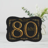 80e, Verjaardagsfeest 80e, grote Gatsby, zwart & g Kaart (Staand voorkant)