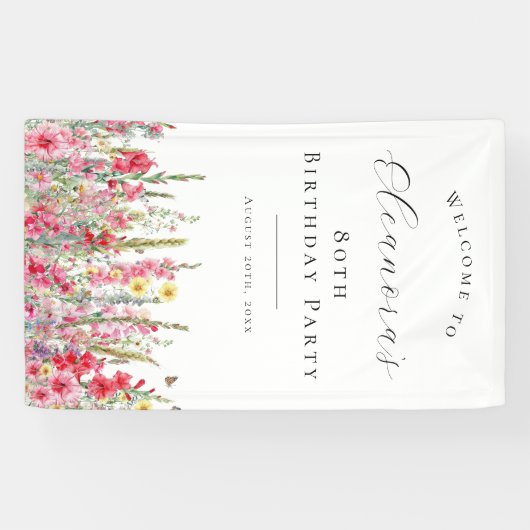 80e verjaardagsfeest augustus Geboorte Bloem Welko Spandoek (Horizontaal)