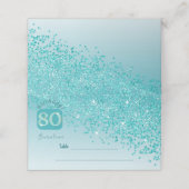 80e verjaardagsfeest Blauwgroen Blue Glitter Plaatskaartje (Buitenkant ongevouwen)